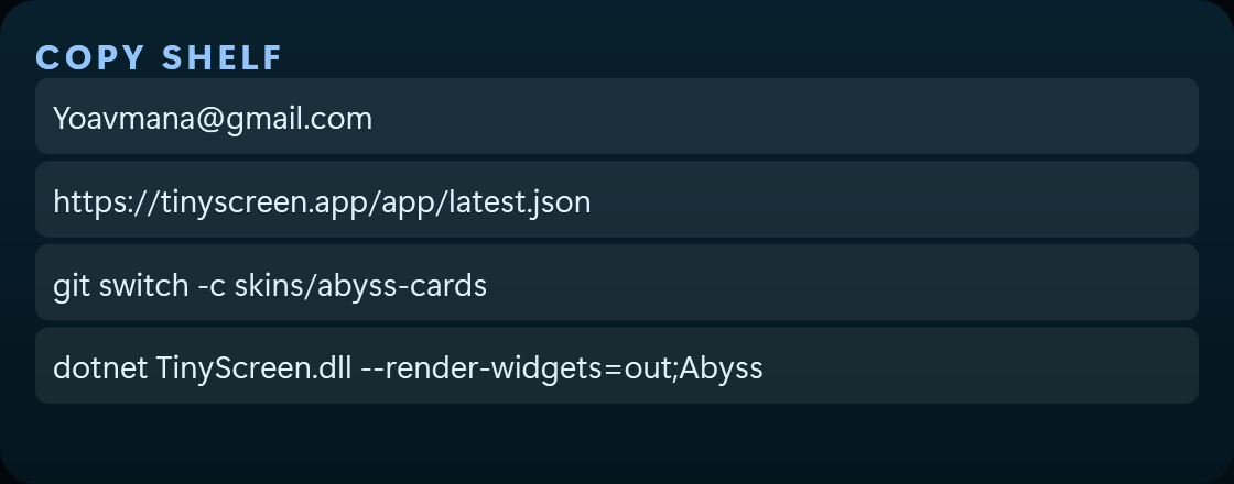 The Copy shelf widget