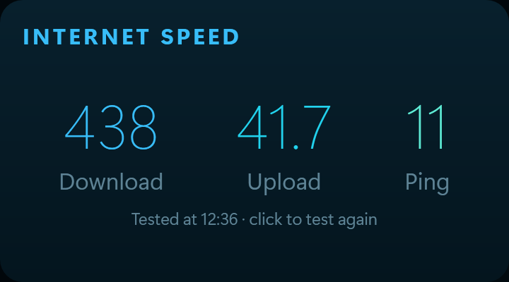 The Internet speed widget