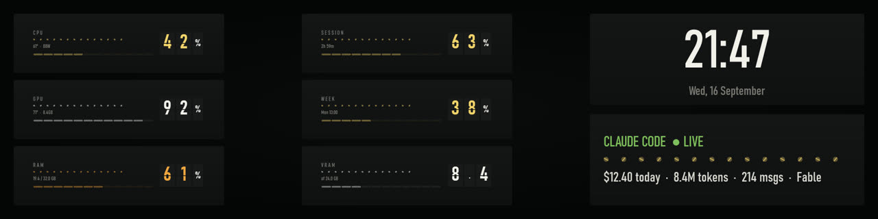 The Departures skin: split-flap cards like an airport board