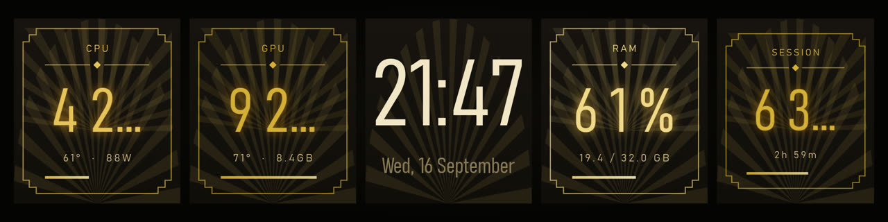 The Gatsby skin: gold art-deco plaques