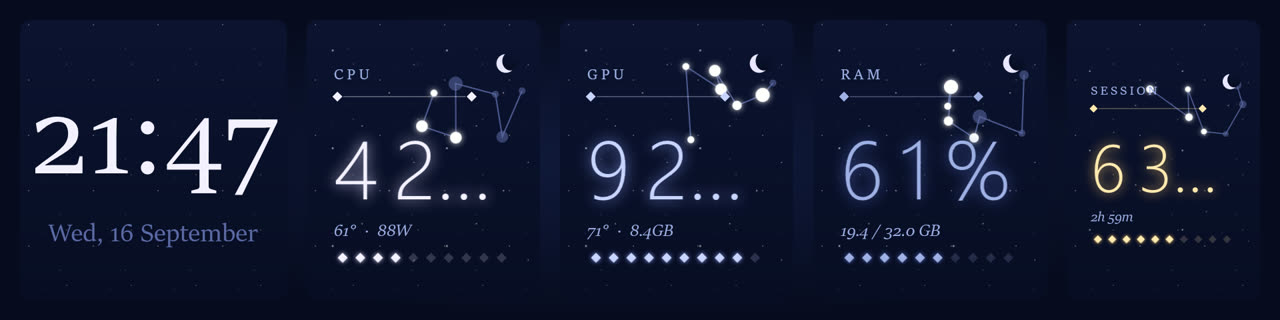 The Observatory skin: constellations over a night sky
