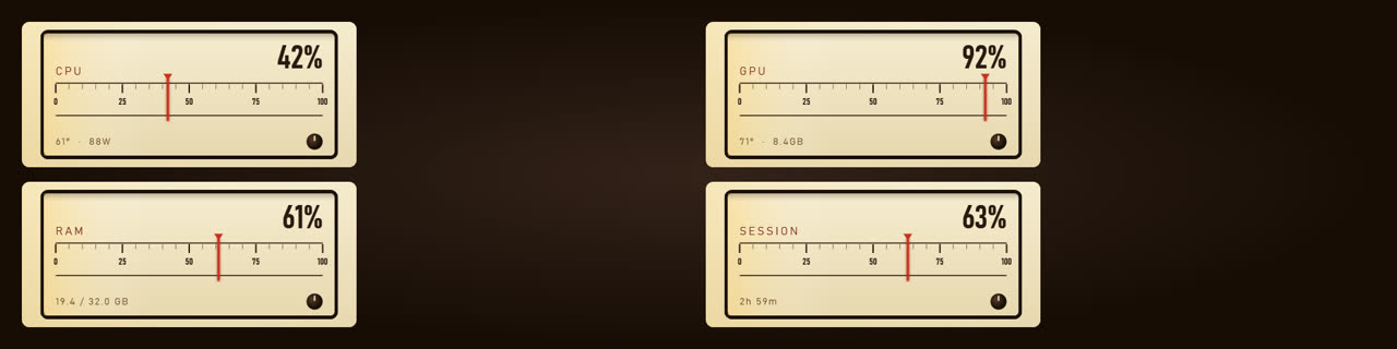 The Wireless skin: a lit radio dial with a red needle